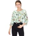 thumbnail image 1 of INSPIRE CHIC Women's Tie V Neck Boho Ruffled 3/4 Sleeve Floral Blouse, 1 of 5