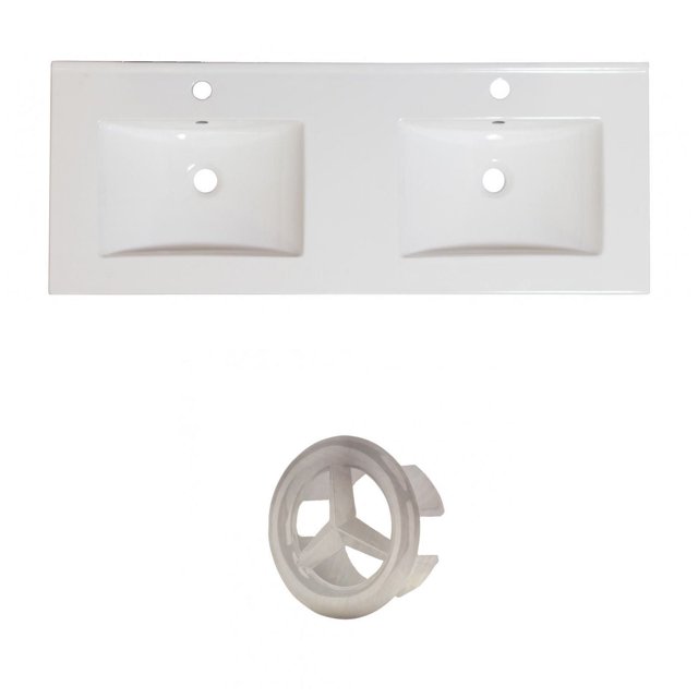 American Imaginations 35.5-in. W 3H8-in. Ceramic Top Set In White Color - Overflow Drain Incl. AI-21013