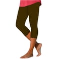 thumbnail image 1 of Capris Capris en Lin pour Femmes Jambe Droite Pantalon Jambe Échancrée Grande Taille Polyester Décontracté Pantalons Style C-335 Brun 3TG, 1 of 1