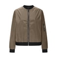 thumbnail image 4 of Womens Fashion Jacket Casual Stand Collar Zip Up Lightweight Coat Fall Color Block Jackets with Pockets Brown XL, 4 of 8