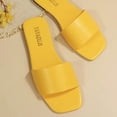thumbnail image 4 of hopeusnice Sandales à Talon Bas pour Femmes à Bout Rond Chaussures Plates Mules Chaussures à Bout Ouvert à Enfiler Chaussures de Plage Confortables Jaune 37, 4 of 8
