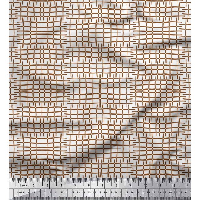 Soimoi Cotton Cambric Fabric Check & Geometric Print Sewing Fabric Yard 56 Inch Wide
