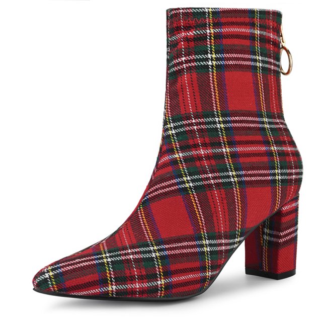 Unique Bargains Bottines à Talons Blocs à Bout Pointu avec Fermeture Éclair pour Femmes