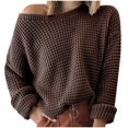 thumbnail image 2 of EGNMCR Chandails pour Femmes Couleur Unie Manches Longues Chandail Chemise Chandail Hauts, Cadeaux pour Femmes, 2 of 6