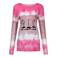 thumbnail image 3 of Hauts d'Été pour Femmes Imprimé à Nouer Patchwork T-Shirt à Col Rond T-Shirt Décontracté Blouse Hauts Blouses Grande Taille pour Femmes en Liquidation, 3 of 7