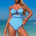 thumbnail image 2 of Slimming One Piece Swimsuit for Womens Cute Ruched Tummy Control Bathing Suit Sexy Cutout Modest Swimsuits, 2 of 4