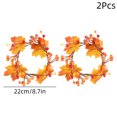 thumbnail image 3 of Vacemry Fall Pumpkin Berry Maple Leaf Wreath, Mini Artificial Autumn Garland for Door Hanging Tabletop Fireplace Mantel Thanksgiving Home Dining Decor, 3 of 7