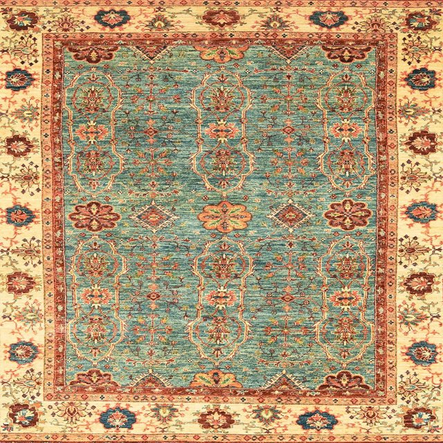Ahgly Company Tapis d'Intérieur Carrés Abstraits Rouges Orientaux, 4 Pieds Carré