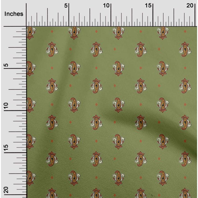 oneOone Cotton Flex Fabric Diamond & Paisley Block Print Fabric By Yard 40 Inch Wide