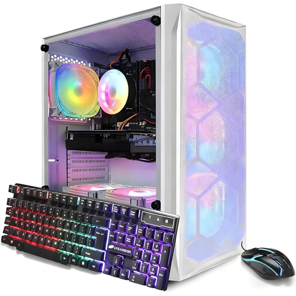 STGAubron Gaming PC Desktop Computer, Intel Core I7 8th Gen up to 4.1G, GeForce GTX 1660 Ti 6G, 16G RAM, 512G SSD, WiFi 6, BT 5.0, RGB Fan x6, Windows 11 Home