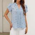 thumbnail image 2 of Timegard Summer Tops for Women Petal Short Sleeve V-Neck Ruched Flowy Beach Wear Casual Loose Shirts Tops, 2 of 4