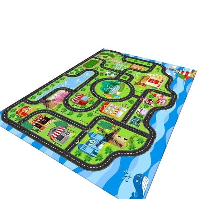 Matoen12 Polyester Fluffy Area Rug for Bedroom, Kid Rugs Skin-Friendly Non-Slip Carpet for Living Room Nursery Kindergarten, Traffic Pattern Home Decor Floor Mats, 32"x63", 1PC, H, Rectangle