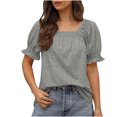 thumbnail image 1 of Womens Short Sleeve Blouses Womens Casual Solid Color Square Neck Short Sleeve Tops Blouses Women Short Sleeve Tops Women Short Sleeve Blouse Short Sleeve Tops for Women, 1 of 8