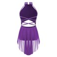 thumbnail image 2 of Raenseen Robe de Danse Ballet Jazz pour Filles, Justaucorps de Patinage Artistique, Strass Brillants, Robe de Bal Sans Manches, Violet 10, 2 of 5
