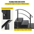 thumbnail image 3 of VEVOR Handrail Stair Railing Handrails 3-Step Handrail Fits 1 or 3 Steps Matte Black Stair Rail Wrought Iron Handrail with Installation Kit Hand Rails for Outdoor Steps, 3 of 9