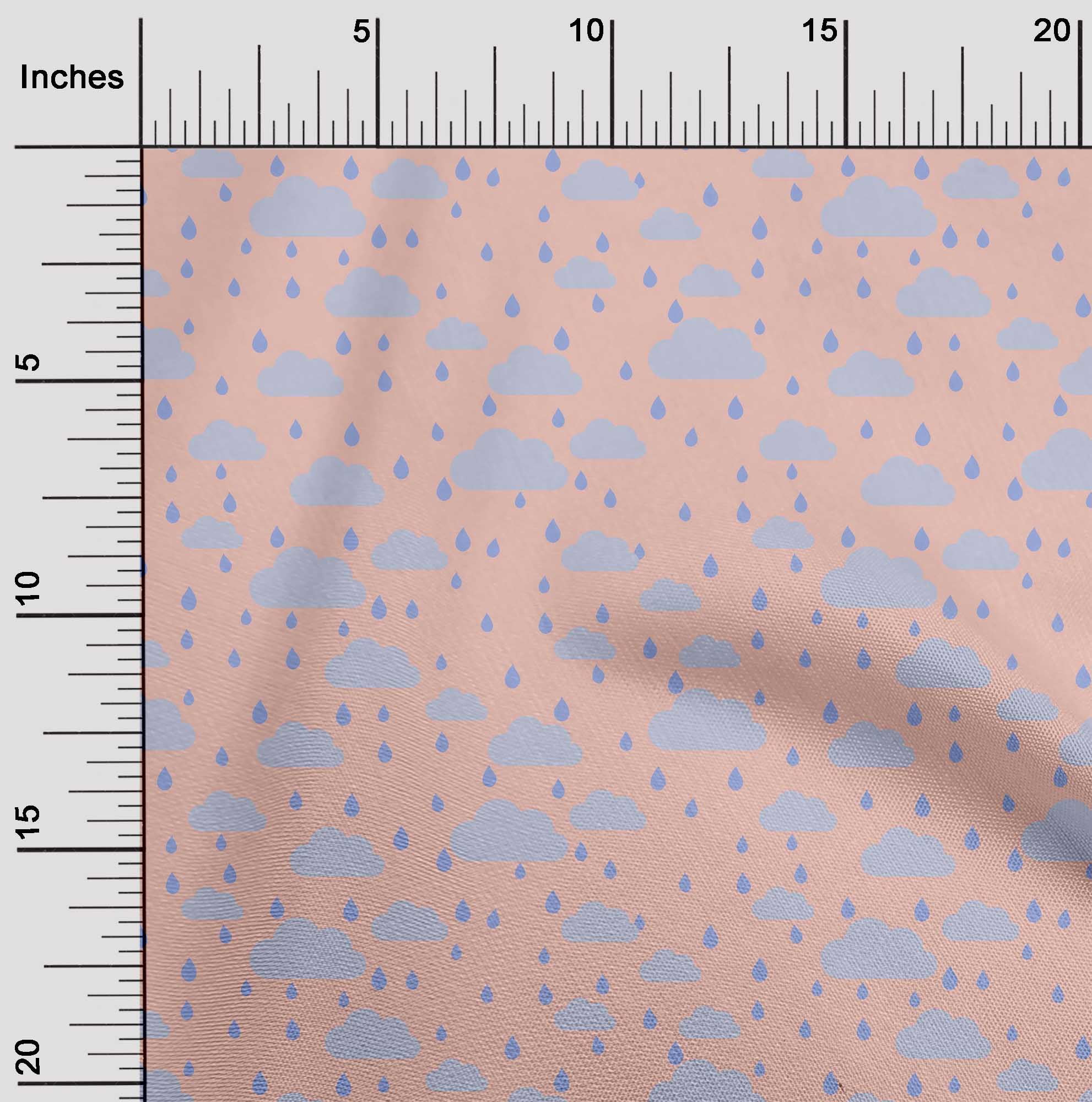 oneOone Cotton Flex Fabric Raindrop & Clouds Nature Printed Fabric 1 Yard 40 Inch Wide