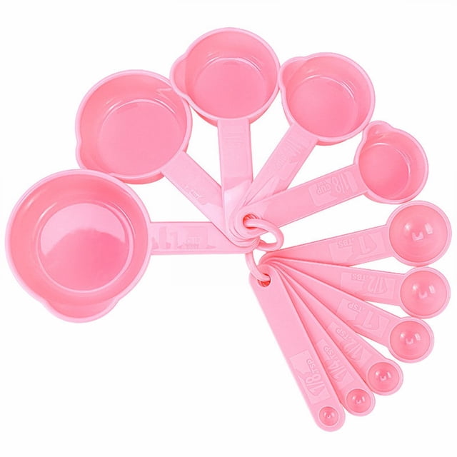Oleegame 1PC Stainless Steel Cutlery Set 10Pcs For Baking Set Tools Spoons Coffee Measuring Plastic Cups Measure Kitchen,Dining & Bar Pink