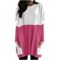 thumbnail image 1 of Diufon Fall Tunics for Women Trendy Color Block Blouses Round Neck Long Sleeve Tops with Pockets, 1 of 4