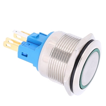 6 Pin Button Switch, 2Pcs Push Button Switch Metal Momentary Stainless Push Button Switch DC12-24V IP65 22mm, Electronic Component Pushbutton Switches