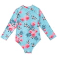 thumbnail image 2 of MIASHUI Girls Long Sleeve One Piece Swimsuits Floral Printing Zipper Bathing Suits,Light Blue,2-3 Years, 2 of 8