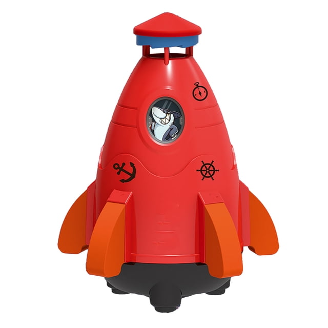 Arroseur Fusée Spatiale, Jouet Arroseur en Plastique Coloré pour Jardin Bleu, Blanc, Rouge