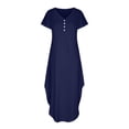 thumbnail image 4 of EGNMCR Robes de Fête pour Femmes Robe d'Été Décontractée à Manches Courtes à Col en V pour Femmes Robe Maxi Décontractée de Plage avec Poches, 4 of 6