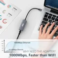 thumbnail image 3 of QJUHUNG USB 3.0 Gigabit Ethernet LAN RJ45 1000Mbps Network Adapter  Windows PC Mac, 3 of 8
