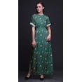 thumbnail image 4 of Bimba Robe Longue d'Été en Rayonne à Imprimé Floral Feuilles et Fleurs, Manches Kimono, Fente, Grande, 4 of 6