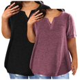 thumbnail image 1 of tarylea 2PC Womens Plus Size Short Sleeve Shirts Solid Color T Shirts Round Neck Plain Basic Tees, 1 of 3