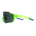 thumbnail image 4 of Mens Oversize Trendy Futuristic Wrap Half Rim Sport Plastic Sunglasses Green Black, 4 of 4