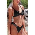 thumbnail image 3 of Charmo Womens Ruffle Bikinis Ribbed Triangle High Cut 2 Piece Bathing Suit, 3 of 7