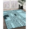 thumbnail image 3 of Ahgly Company Tapis d'Intérieur Lavable en Machine Carré Bleu Électrique Transitionnel, 3 Pieds Carré, 3 of 7