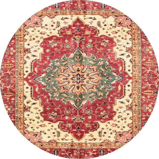 Ahgly Company Tapis d'Intérieur Ronds Abstraits Persans Rouges, 8 Pieds Rond
