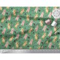 thumbnail image 2 of Soimoi Green polyester Crepe Fabric Stripe,Insect & Bunny Animal Decor Fabric Printed BTY 52 Inch Wide, 2 of 3