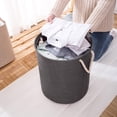 thumbnail image 4 of Dvruxg Panier à Linge Pliable avec Cordon de Serrage, Panier à Vêtements Rond Autoportant (Gris), 4 of 5