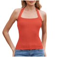 thumbnail image 2 of AherBiu Womens Square Neck Tank Tops Knit Ribbed Seamless Workout Tops Summer Slim Fitting Sleeveless Shirts, 2 of 8