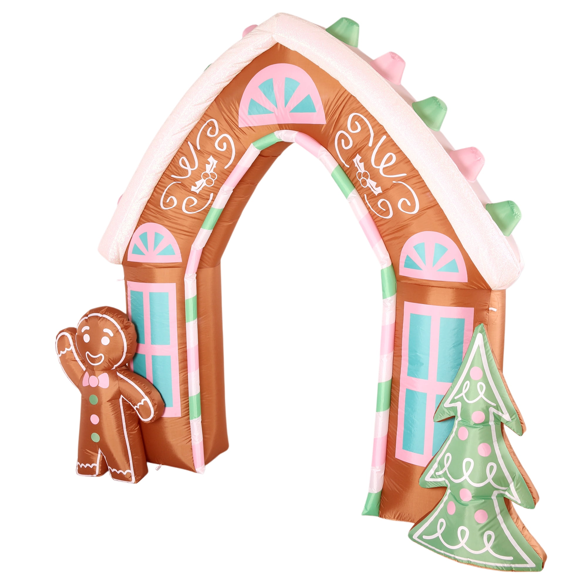 Holiday Time Christmas Decor Lighted Gingerbread Archway 9.5 ft Holiday Decoration