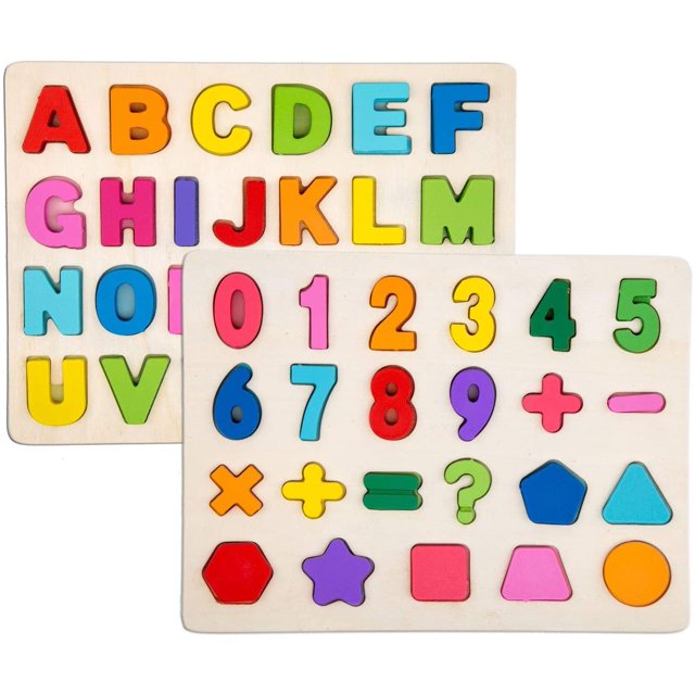 Alphabet Blocks Learning Puzzle | Wooden Educational Toys For Capital Letters And Numbers - Ideal For Early Learning In Kindergarten For Toddlers And Preschoolers