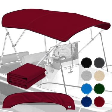 KNOX Toile de Remplacement Universelle à 4 Nœuds pour Toit de Bimini, Toile de Toit de Bimini Seulement avec Botte de Rangement à Glissière, Qualité Marine 600D, Imperméable, Pare-Soleil Anti-Décoloration pour Bateau, Sans Cadre, 79-84 Pouces L, Bourgogne