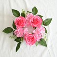 thumbnail image 3 of European Artificial Rose Candlestick Wreath For Table Wedding Decoration 20cm Artificial Rose Wreath Christmas Decor Window Prop, 3 of 10