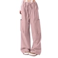 thumbnail image 1 of Timegard Womens Cargo Pants Elastic High Waisted Drawstring Straight Leg Outdoor Trousers with Pockets, 1 of 6