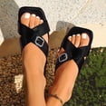 thumbnail image 1 of Tranfacy Summer Shoes,Womens Sandals,Women's Fashion Casual Square Toe Wrap-Around Spring and Summer Flat Sandals, 1 of 4