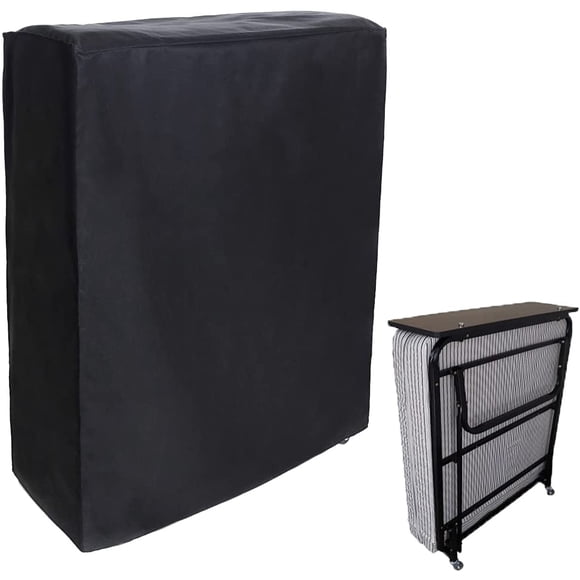 Folding Bed Cover for Twin Waterproof Breathable Rollaway Bed Storage Bag Dust-Proof Guest Bed Protector with Zipper for Home Office Easy On and Off Black