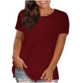 thumbnail image 1 of AherBiu Hauts Grande Taille pour Femmes T-Shirt à Manches Courtes Col Ras du Cou Été Décontracté Confortable T-Shirts Basiques, 1 of 4
