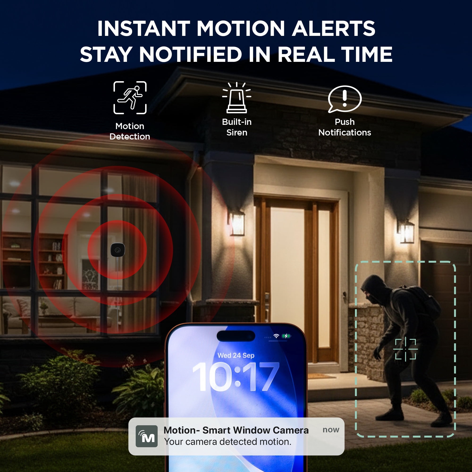 Merkury Innovations Smart Indoor Window Camera 2K Quad HD, White (1-pack)