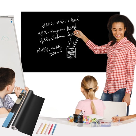 TACILIP Office Supplies, Chalkboard Wall Sticker Rolls 18x79in Wallpaper Stick Chalk Board Contacts Paper DIY Decal Adhesive Blackboard Removable Erasable for Wall Bonuss 5 Chalks, Birthday Gifts
