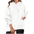 thumbnail image 1 of Pisexur Womens Hoodies Solid Color Hooded Sweatshirt Casual Drawstring Oversized Hoodie Fashion Loose Ribbed Fall Tops Pullover Tops with Pocket, 1 of 6