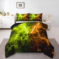 thumbnail image 2 of Erosebridal Neon Lightsaber Bedding King Comforter Set, Yellow Orange Geometry Down Comforter, Lightning Decor, Breathable, 2 of 8