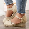 thumbnail image 2 of Kcodviy Women Buckle Sandals Platform Big Buckle Sandals Women Wedge Sandals Versatile Braided Sandals for Women Dressy Summer Buckle Breathable Wedge Sandals, 2 of 8