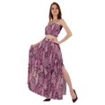 thumbnail image 3 of Bimba Ensemble Coordonné 2 Pcs Robe Aguichant de Plage et de Fête pour Femmes, Haut Court Imprimé Smocké et Jupe Longue, 3 of 7